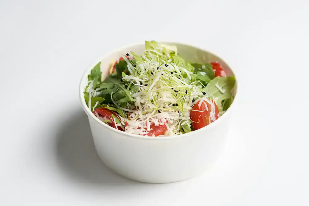 Comida nutritiva casera preparada con abundantes microbrotes frescos
